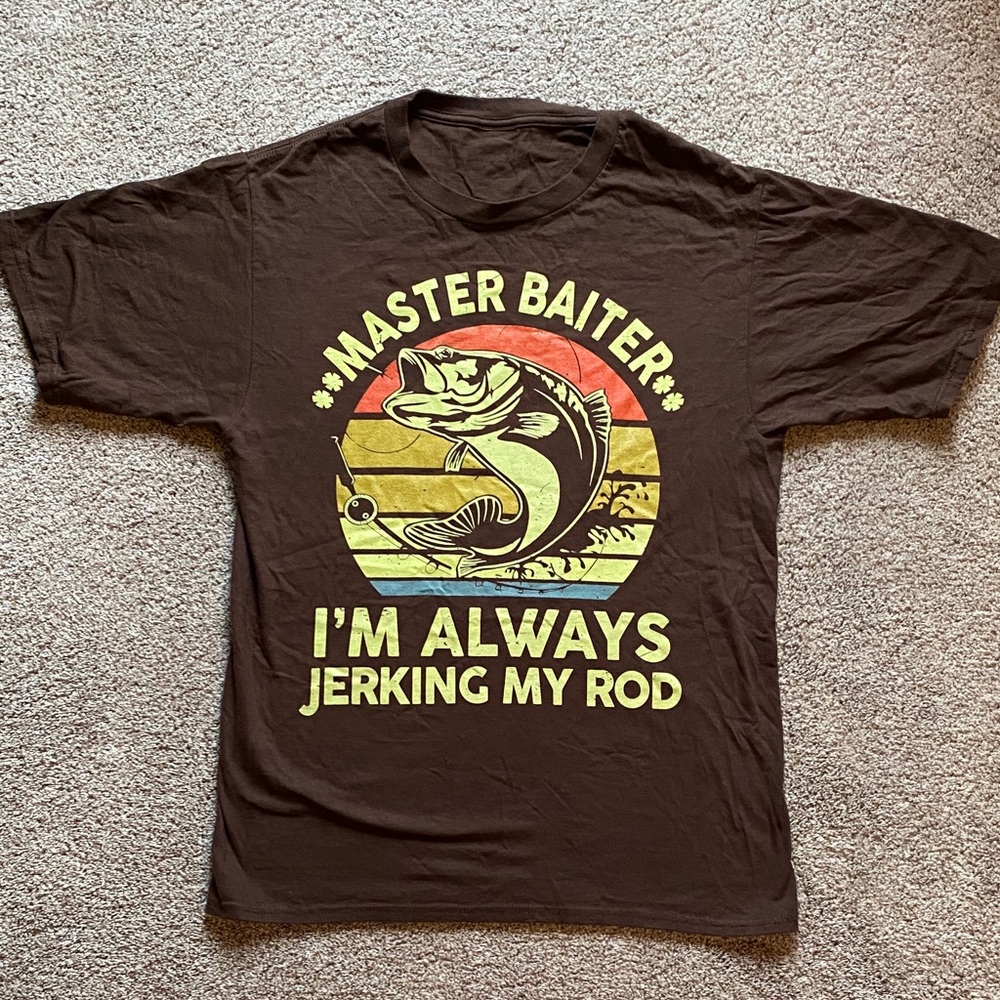 Men’s Brown Graphic T-Shirt with Gag Design